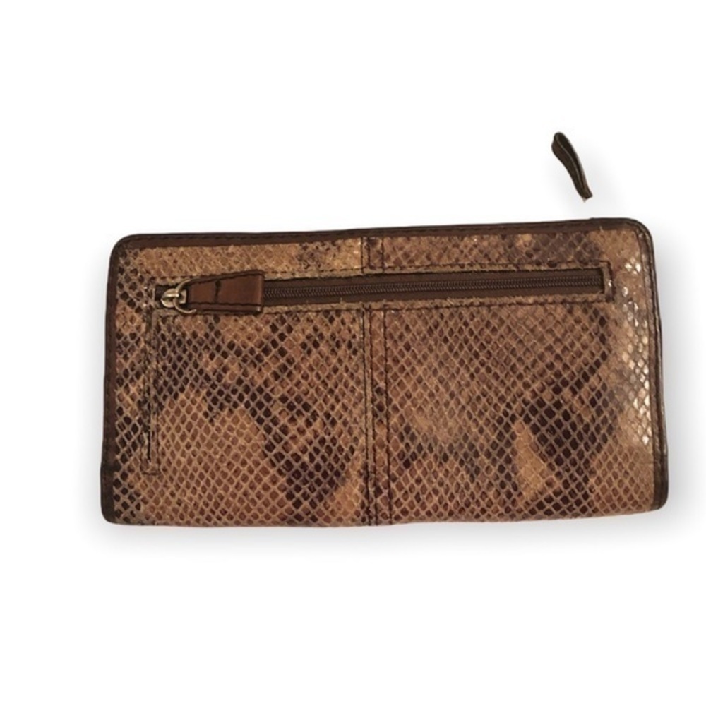 Fossil brown leather and python embossed wallet - image 3